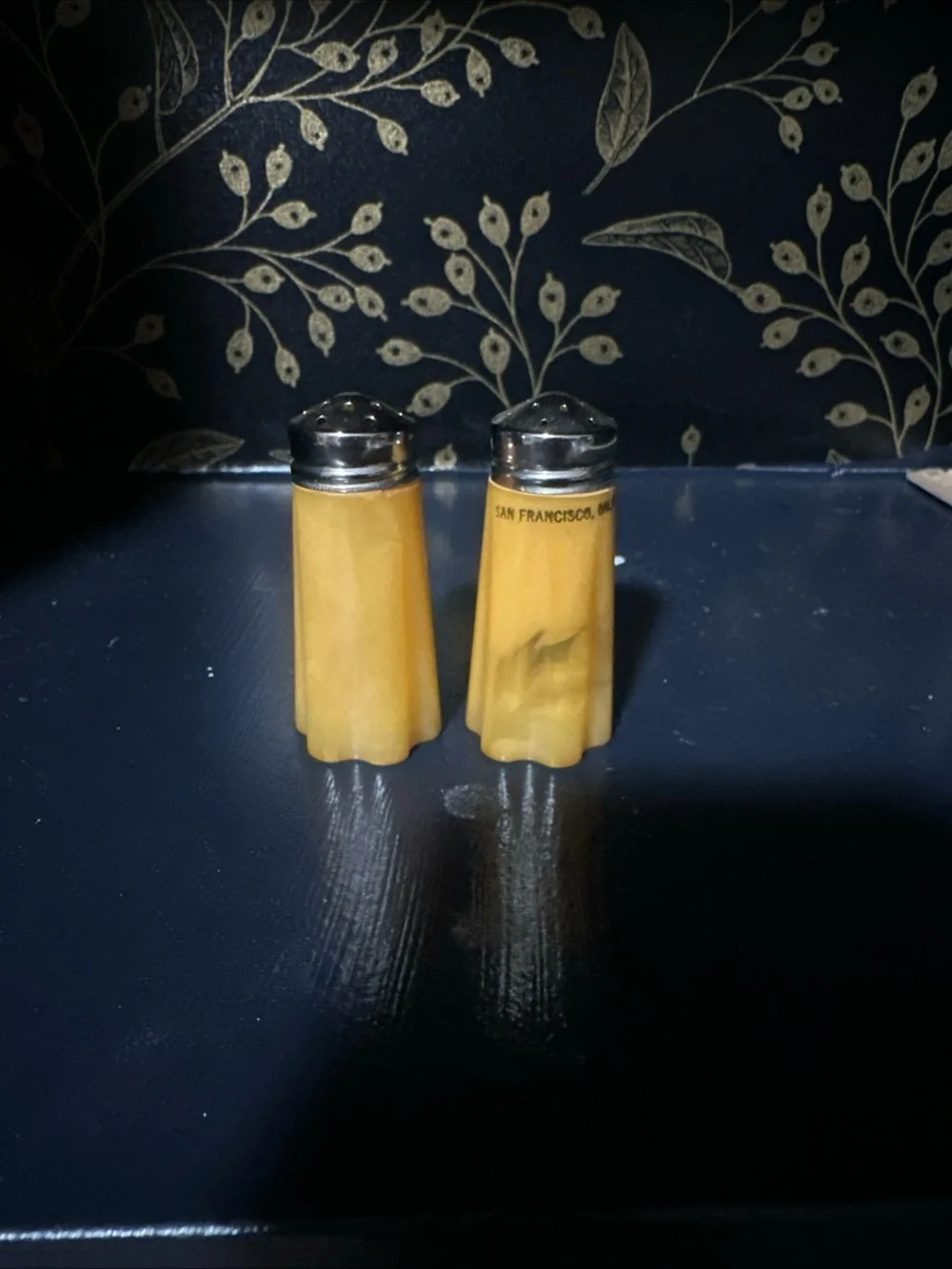 Vintage Yellow Bakelite Salt & Pepper Shakers - Pair